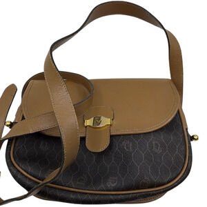 Christian Dior Honeycomb Flap Brown Coated Canvas Shoulder B